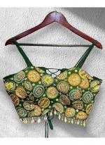 Pure Soft Chinnon Green Navratri Wear Embroidery Work Readymade Blouse